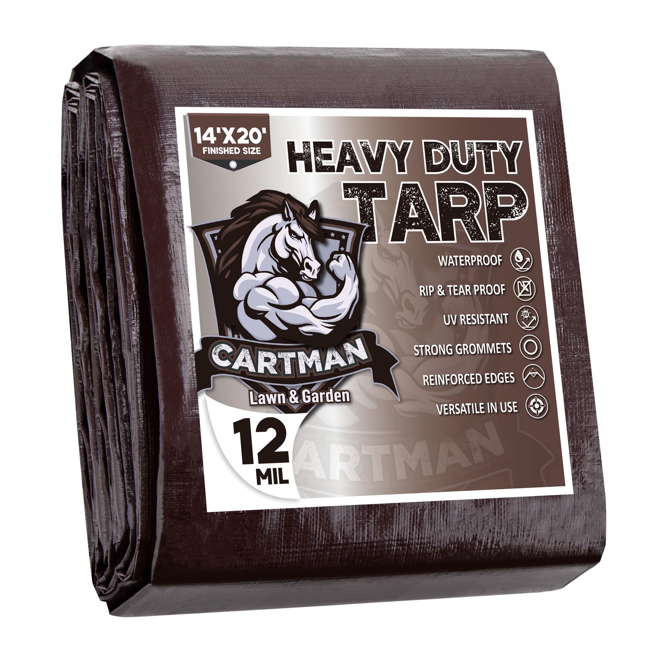 CARTMAN Finished Size 14x20 Feet Extra Thick 12 Mil Heavy Duty